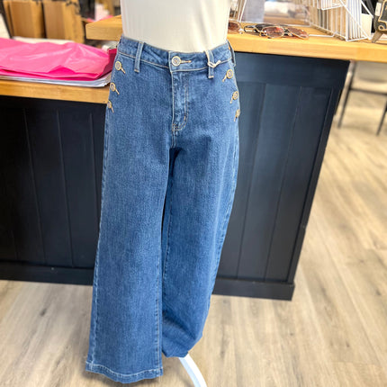 Dark High Rise Wide Leg Drape Denim