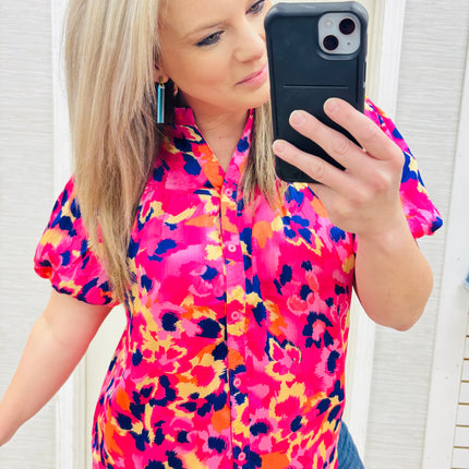 Pink & Purple Leopard Blouse