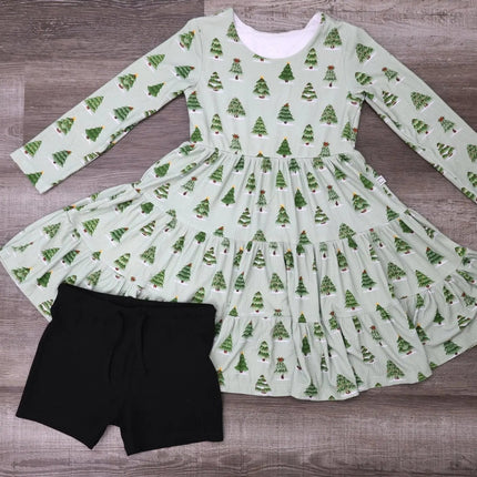 Long Sleeve Twirl Dress & Short Set
