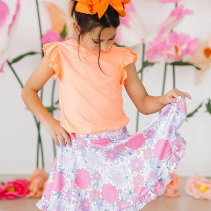 Neon Coral S/S Ruffle Tee