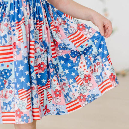 Patriotic Patchwork S/S Pocket Twirl Dress