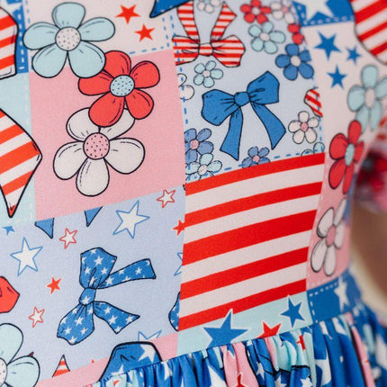 Patriotic Patchwork S/S Pocket Twirl Dress
