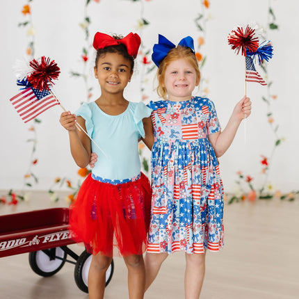 Patriotic Patchwork S/S Pocket Twirl Dress