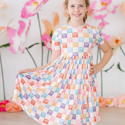 Rainbow Ribbons S/S Pocket Twirl Dress