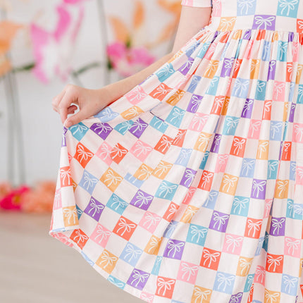 Rainbow Ribbons S/S Pocket Twirl Dress