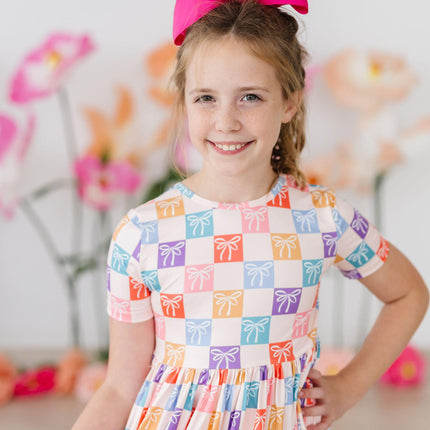 Rainbow Ribbons S/S Pocket Twirl Dress