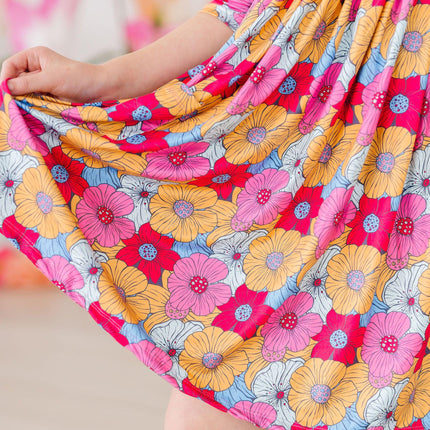 Wonderland Floral 3/4 Sleeve Pocket Twirl Dress