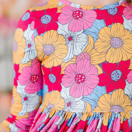 Wonderland Floral 3/4 Sleeve Pocket Twirl Dress
