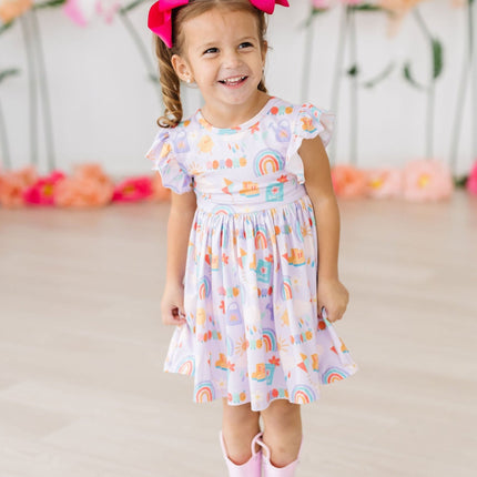 SALE Rainy Day Flutter Sleeve Twirl Dress