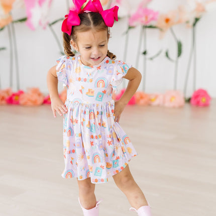 SALE Rainy Day Flutter Sleeve Twirl Dress