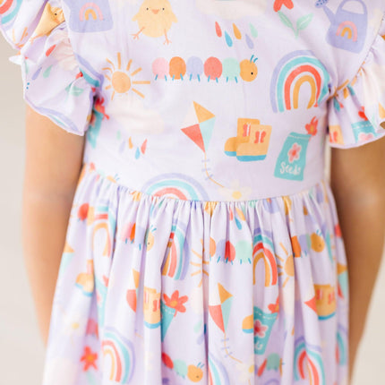 SALE Rainy Day Flutter Sleeve Twirl Dress