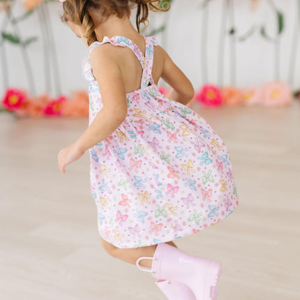 SALE Springtime Bows Ruffle Cross Back Dress