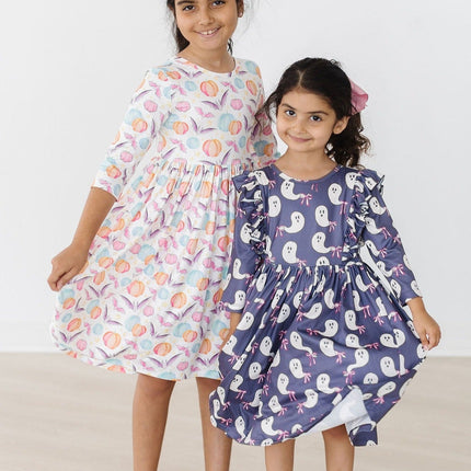 SALE Tied with a Boo 3/4 Ruffle Twirl Dress