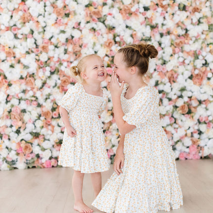 Marvelous Marigolds Smocked Ruffle Dress