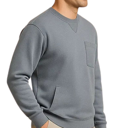 Mens 3-Pocket Fleece Sweatshirt with Raglan Seams, Chest Pocket and Tagless Neck