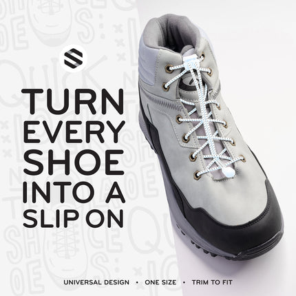 White Quick Lock No Tie Elastic Shoelaces
