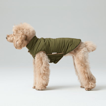 Reversible Dog Vest Jacket - Green Brown