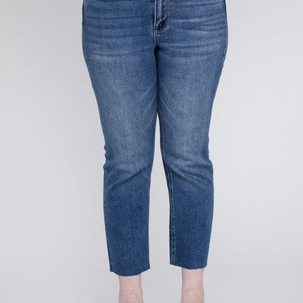 Plus Size High Rise Slim Straight Jeans