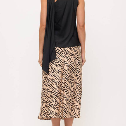 Black Satin Top w Scarf Detail
