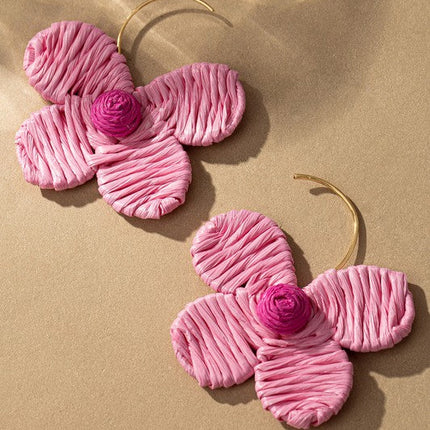 Raffia straw flower earrings