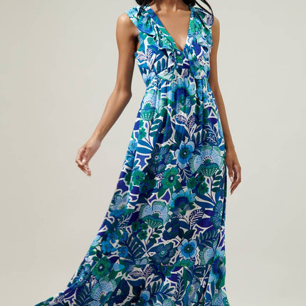 Deep Blue Floral Dress