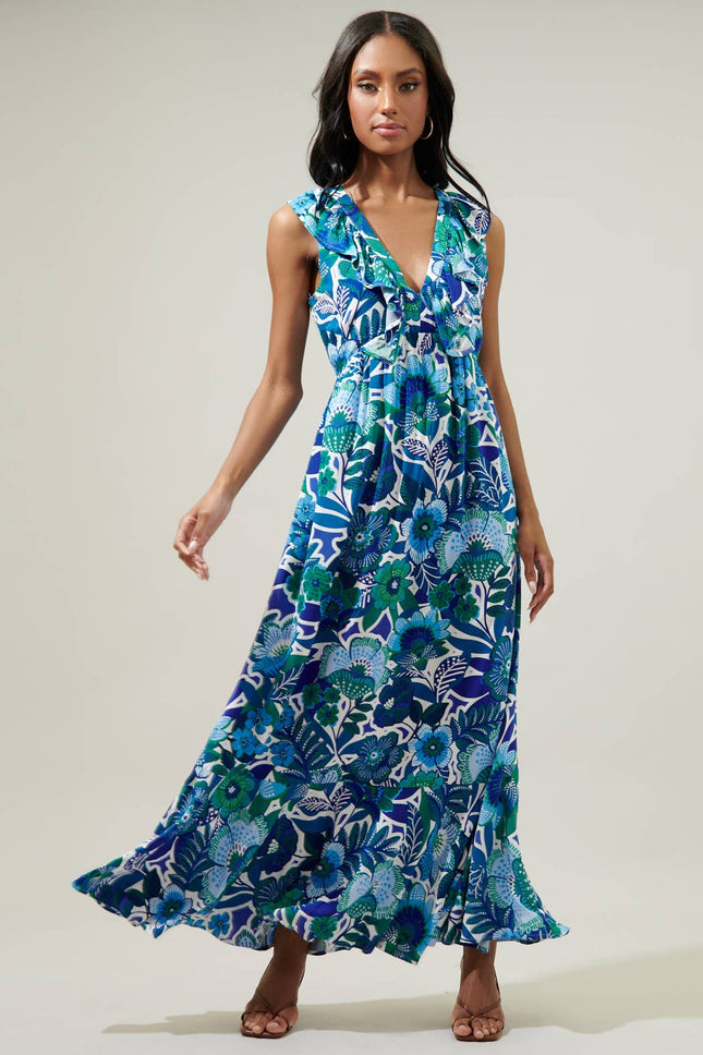 Deep Blue Floral Dress
