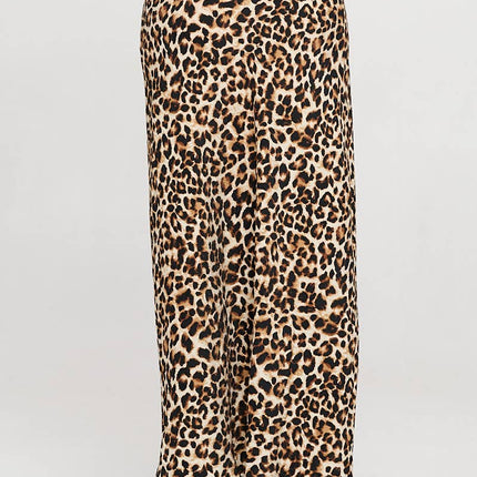 Leopard Print Maxi Skirt w Elastic Waist