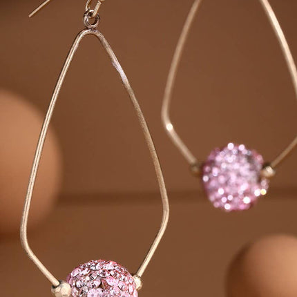 Teardrop Earrings w/ Rhinestone Ball