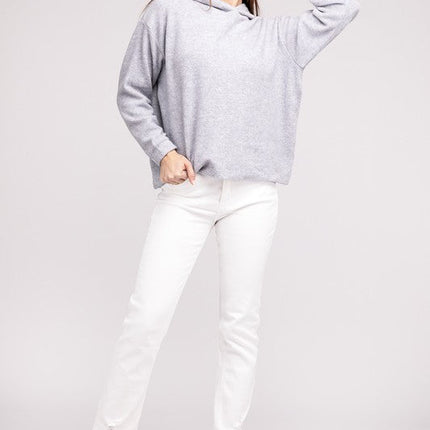 Hooded Brushed Melange Hacci Sweater