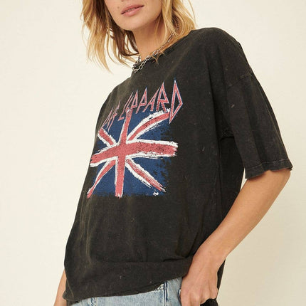 Exclusive Def Leppard Union Jack Distressed Graphic Tee