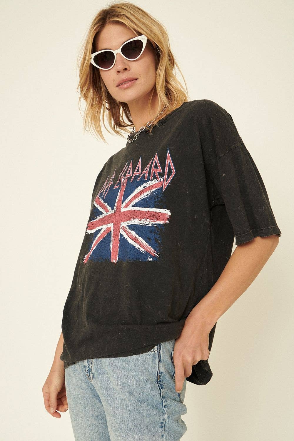Exclusive Def Leppard Union Jack Distressed Graphic Tee