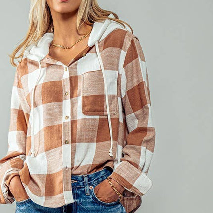 Black & White Hooded Flannel
