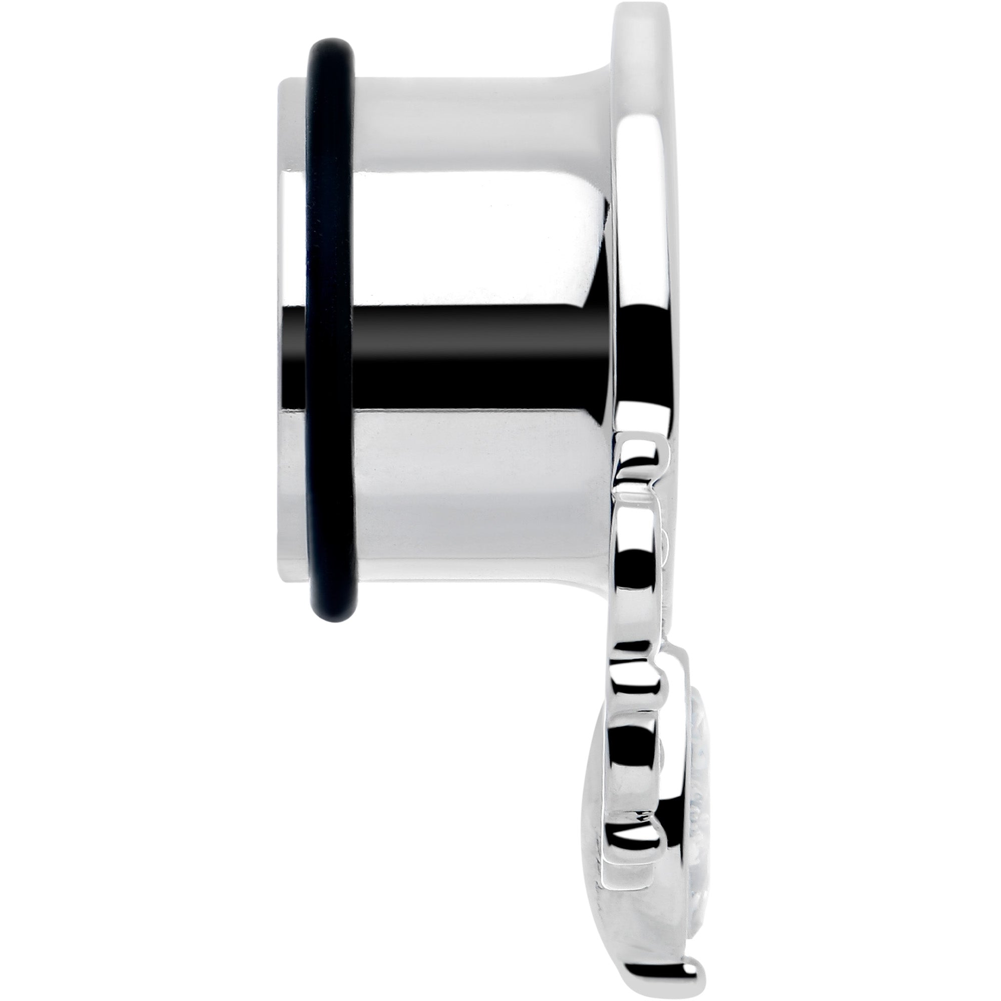 Clear Gem Drop Filigree Single Flare Tunnel Plug Set 6mm to 16mm