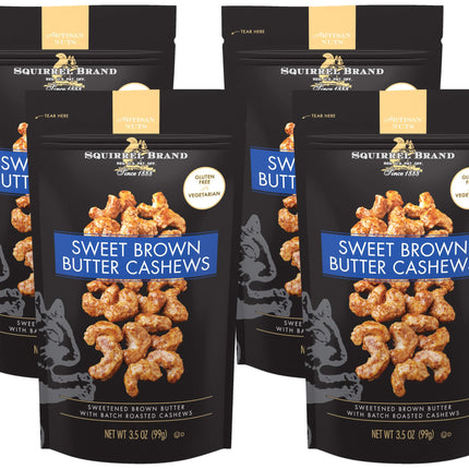 Squirrel Brand Sweet Brown Butter Cashews - Gourmet Artisan Nuts (3.5 oz)