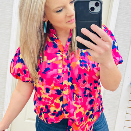 Pink & Purple Leopard Blouse