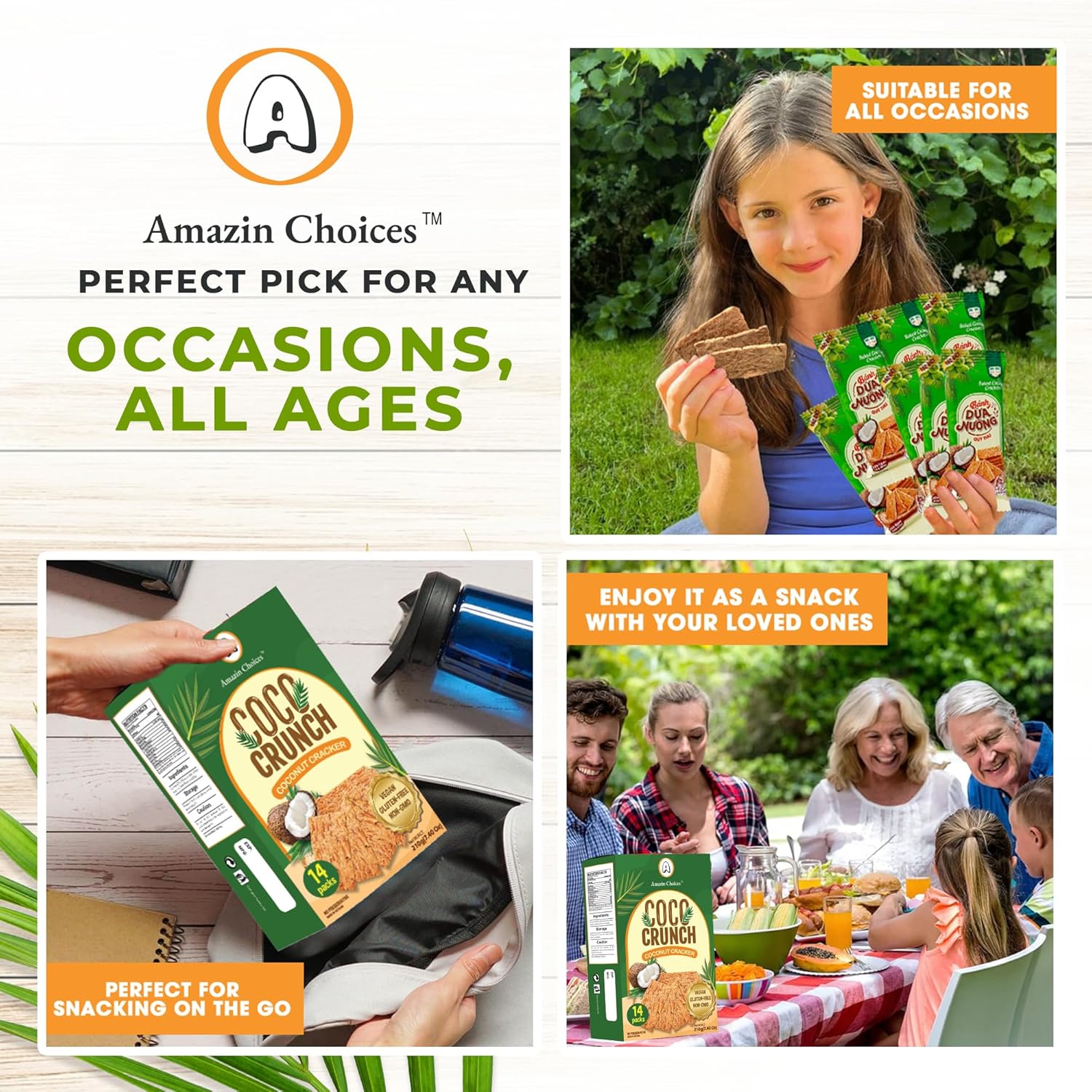 Amazin Choices COCO Crunch Coconut Crackers, 6.7 oz., 14 pk.