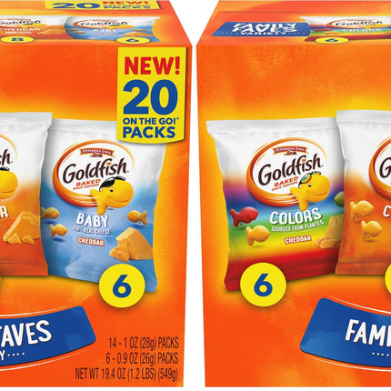Classic Delight Goldfish Crackers Big Smiles Variety Pack - Cheddar, Colors & Pretzels | 30 Count