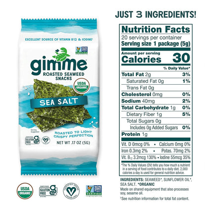 Viral gimMe Organic Roasted Seaweed Snacks - TikTok Famous Healthy Snack
