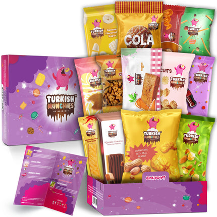 Turkish Munchies International Snack Box - 12 Premium Exotic Snacks