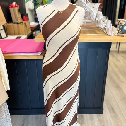 Brown/Ivory Sleeveless Dress