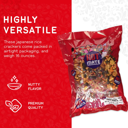 Shirakiku Hot Mate Japanese Rice Crackers - Arare Mix with Wasabi Peas (16 oz)