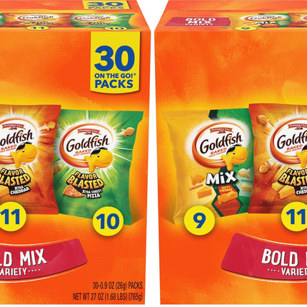 Classic Delight Goldfish Crackers Big Smiles Variety Pack - Cheddar, Colors & Pretzels | 30 Count