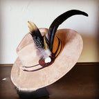 White Turquoise Brown Leather Black Gold Feather
