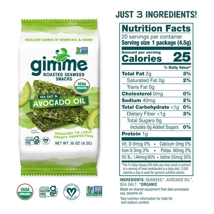 Viral gimMe Organic Roasted Seaweed Snacks - TikTok Famous Healthy Snack