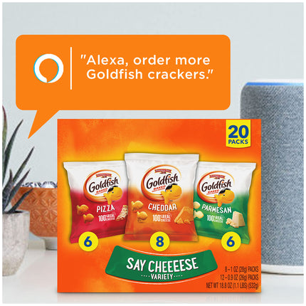 Classic Delight Goldfish Crackers Big Smiles Variety Pack - Cheddar, Colors & Pretzels | 30 Count