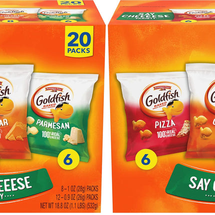 Classic Delight Goldfish Crackers Big Smiles Variety Pack - Cheddar, Colors & Pretzels | 30 Count