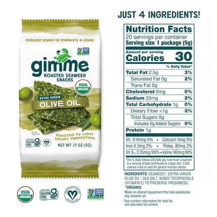 Viral gimMe Organic Roasted Seaweed Snacks - TikTok Famous Healthy Snack