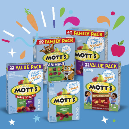 Mott's Fruit Flavored Snacks - Assorted Fruit | Gluten-Free Family Pack (40 Count, 32 oz)