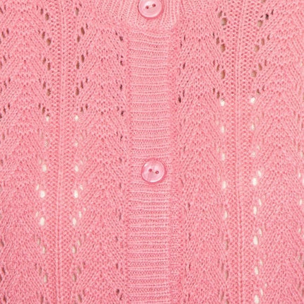 Women's Button Front Crochet Pointelle Cardigan with Pockets