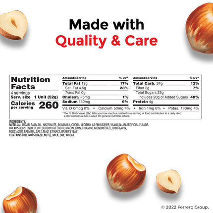 Nutella & GO! - Hazelnut Spread with Breadsticks, 12 Pack Snack Cups (1.8 oz Each)